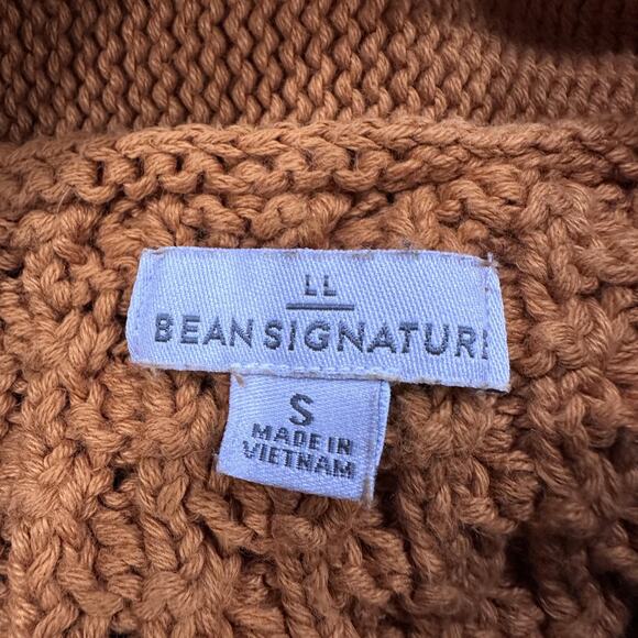 LL Bean Signature Sweater Womens Small Orange Cable Knit Cowl Neck Cotton - Picture 6 of 7